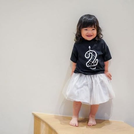 Cribstar 2 Candle T Black 2歳バースデイTシャツ 98cm