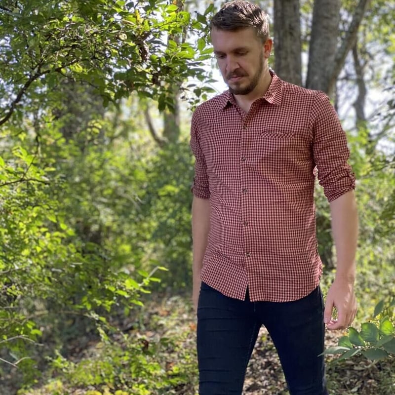 Me & Henry チェック長袖シャツ ブルー 大人用メンズ S/ M | Neutral