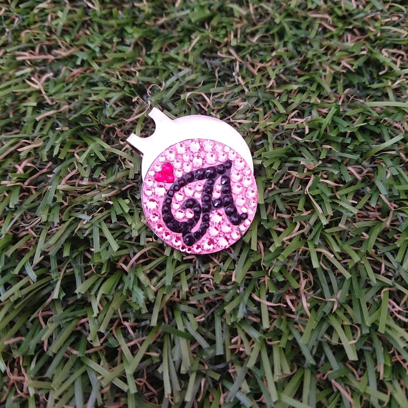 ワンポイント♥イニシャル デザイン スワロフスキー ゴルフマーカー