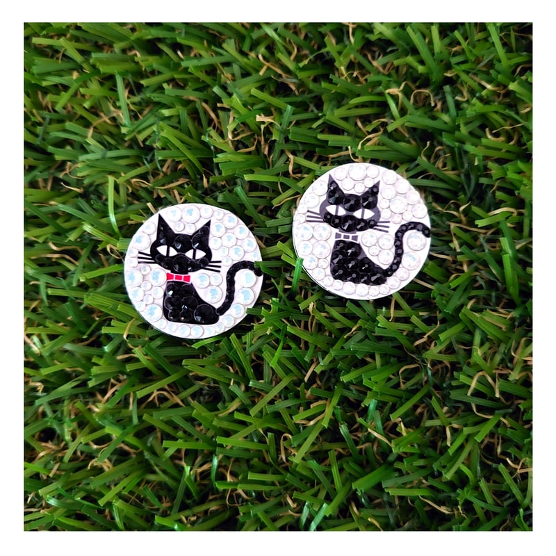 黒猫ちゃん スワロフスキーのゴルフマーカー | Decosuru's STORE