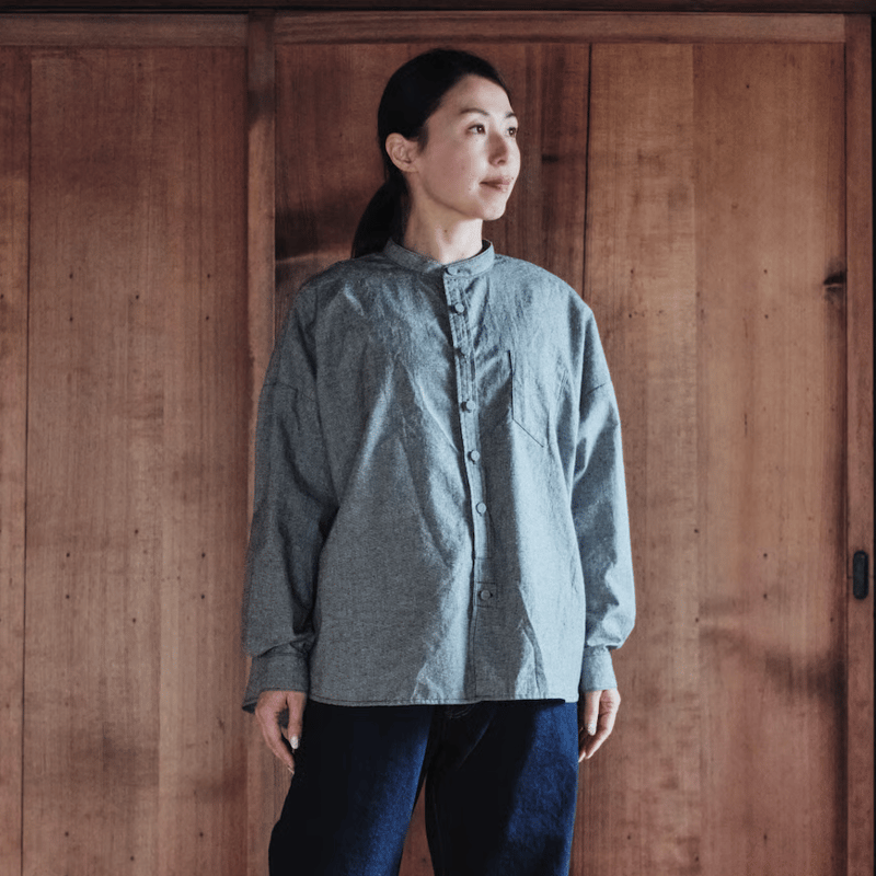 【美品】 sasanqua by trees ブーレットノエルオーバーシャツ Bourette noil work over shirts(ブーレットノイルワークオーバーシ