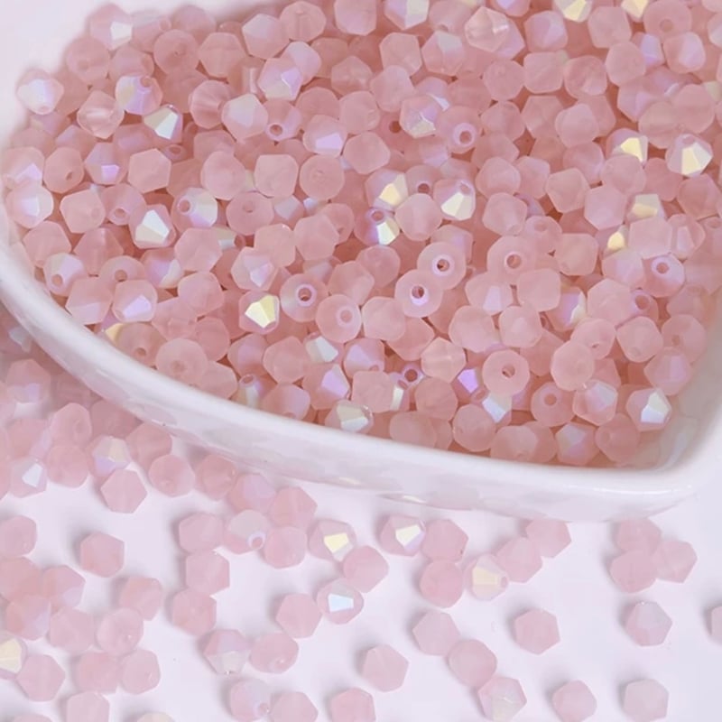 手芸部】偏光加工あり/フロストマットカラーそろばん型ビーズ4mm約100