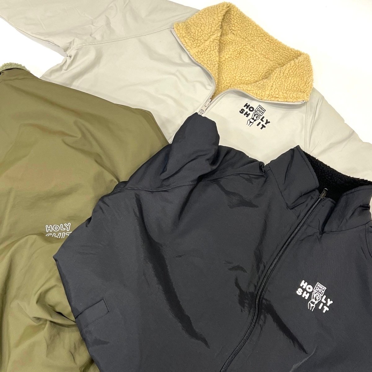 HOLY SHIT Reversible Boa Jacket(BLACK) | HOLY SHIT