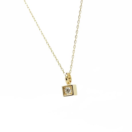 CUBE NECKLACE (K18YG DIA)