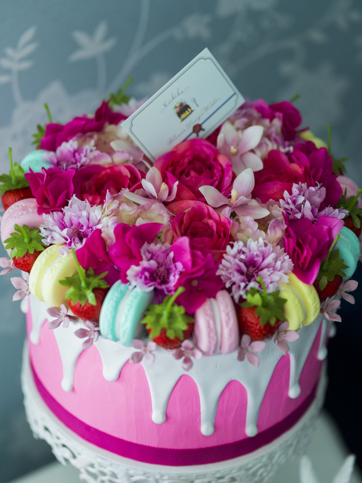 ROSE MACARON FLOWER FAKE CAKE | 【公式】Michika Flo