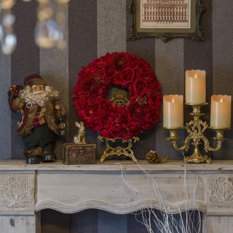 RED ROSE CHRISTMAS WREATH (35cm)