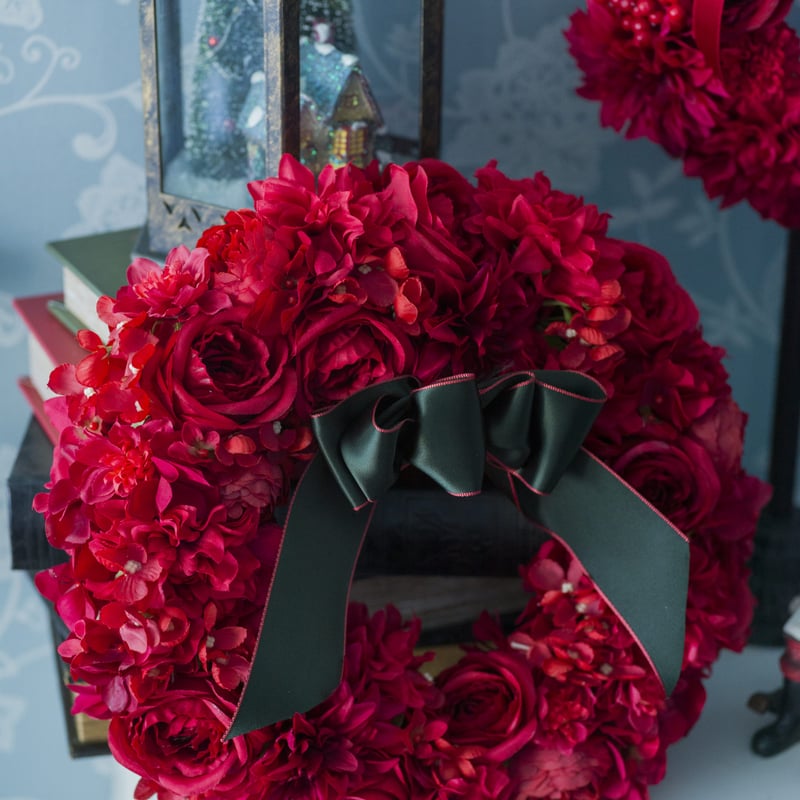 真っ赤なサンタクロースのクリスマスリース (Lサイズ:35cm, Mサイズ