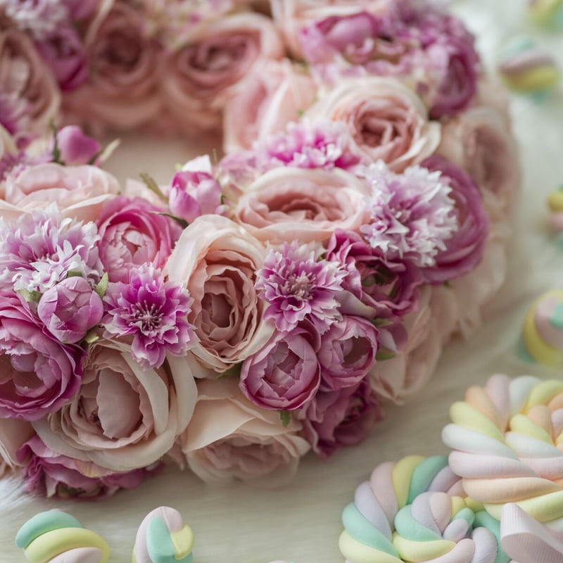 キャンディーカラーのフラワーリース(35cm) | 【公式】Michika Flower