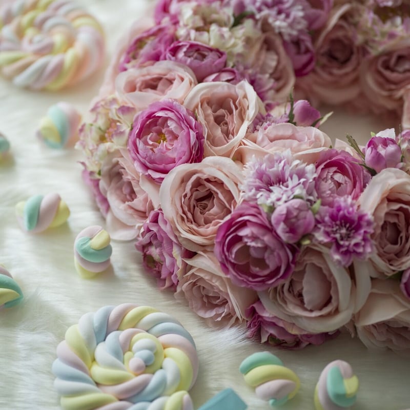 キャンディーカラーのフラワーリース(35cm) | 【公式】Michika Flower