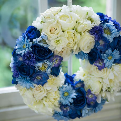 BLUE & WHITE WREATH (35cm)