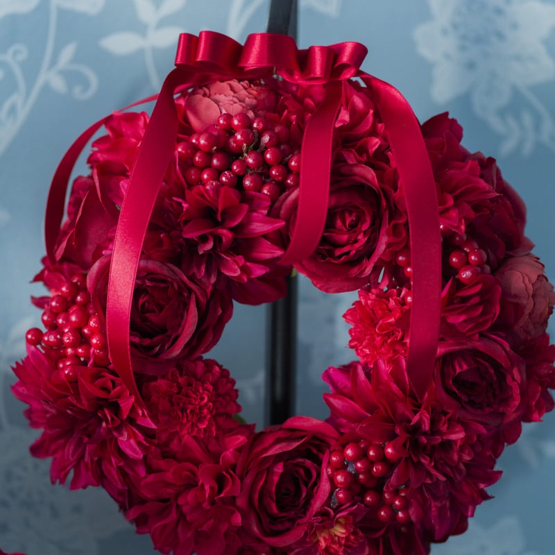 クリスマスリース 赤 造花 サンタ付き❣️かず専用❣️2点セット❣️ クリスマスリース 赤 造花 サンタ付き❣️かず専用❣️2点セット