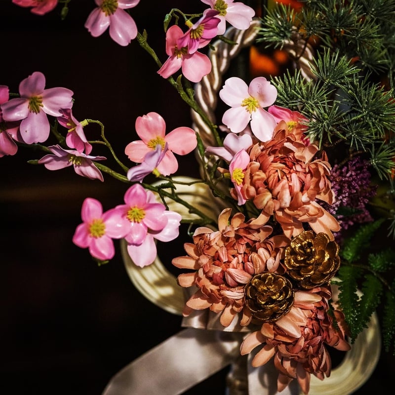アイアン 正月飾り 蝶 草花 happy new year アイアン 正月飾り 蝶 草花 happy new year