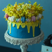 MIMOSA MACARON FLOWER FAKE CAKE