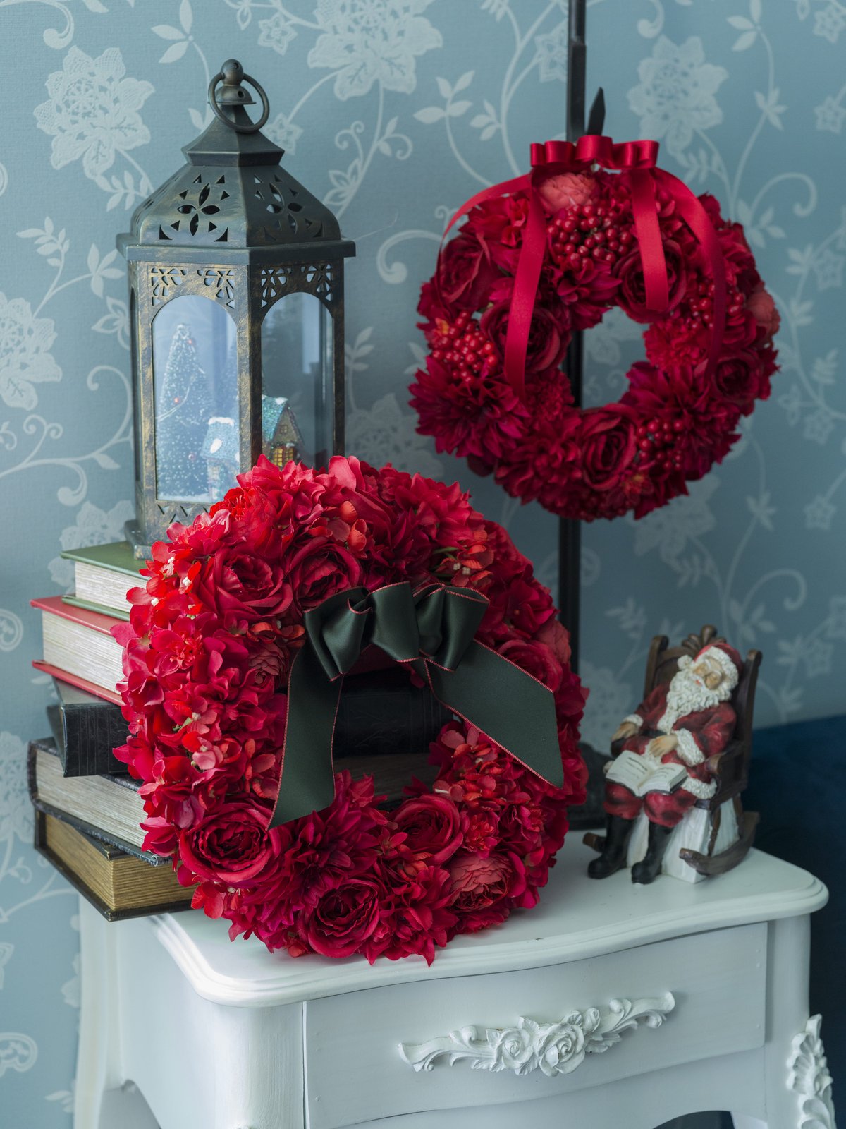 真っ赤なクリスマスリース 真っ赤なサンタクロースのクリスマスリース (Lサイズ:35cm, Mサイズ