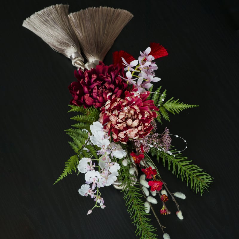 お正月アレンジ　新年飾り　造花　フラワーガーデンNo.1 53dc9654d3e4ab7300a217b14d747e