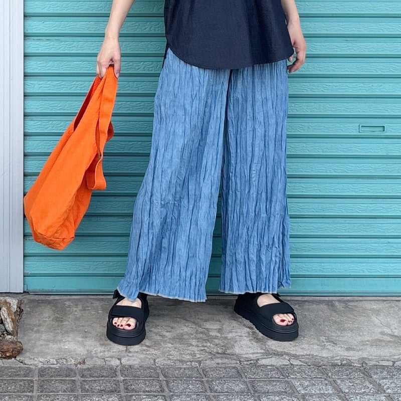  MAILベイクド クリンクル デニムシャツ 日本製　シワ加工　岡山 RIVER MAILベイクド クリンクル デニムシャツ 日本製 シワ加工