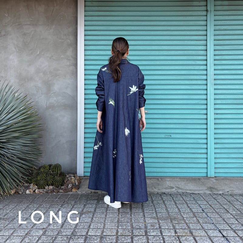 White Flower Denim One-piece】 | RIVER MAIL STORE