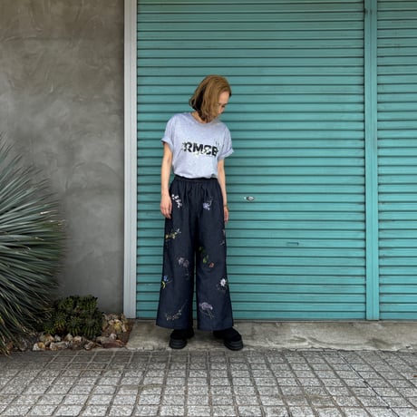 【Botanical Garden Denim / Wide Pants】