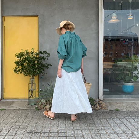 【Baked Crinkle Skirt】White,cork,agape,black 80cm〜90cm