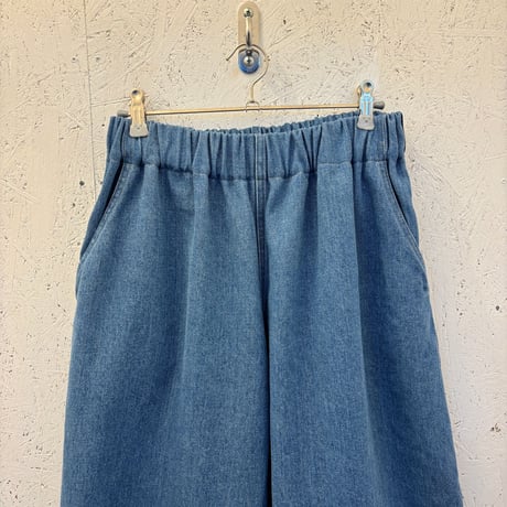 【Denim / Line Wide Pants】 Bio Bleach