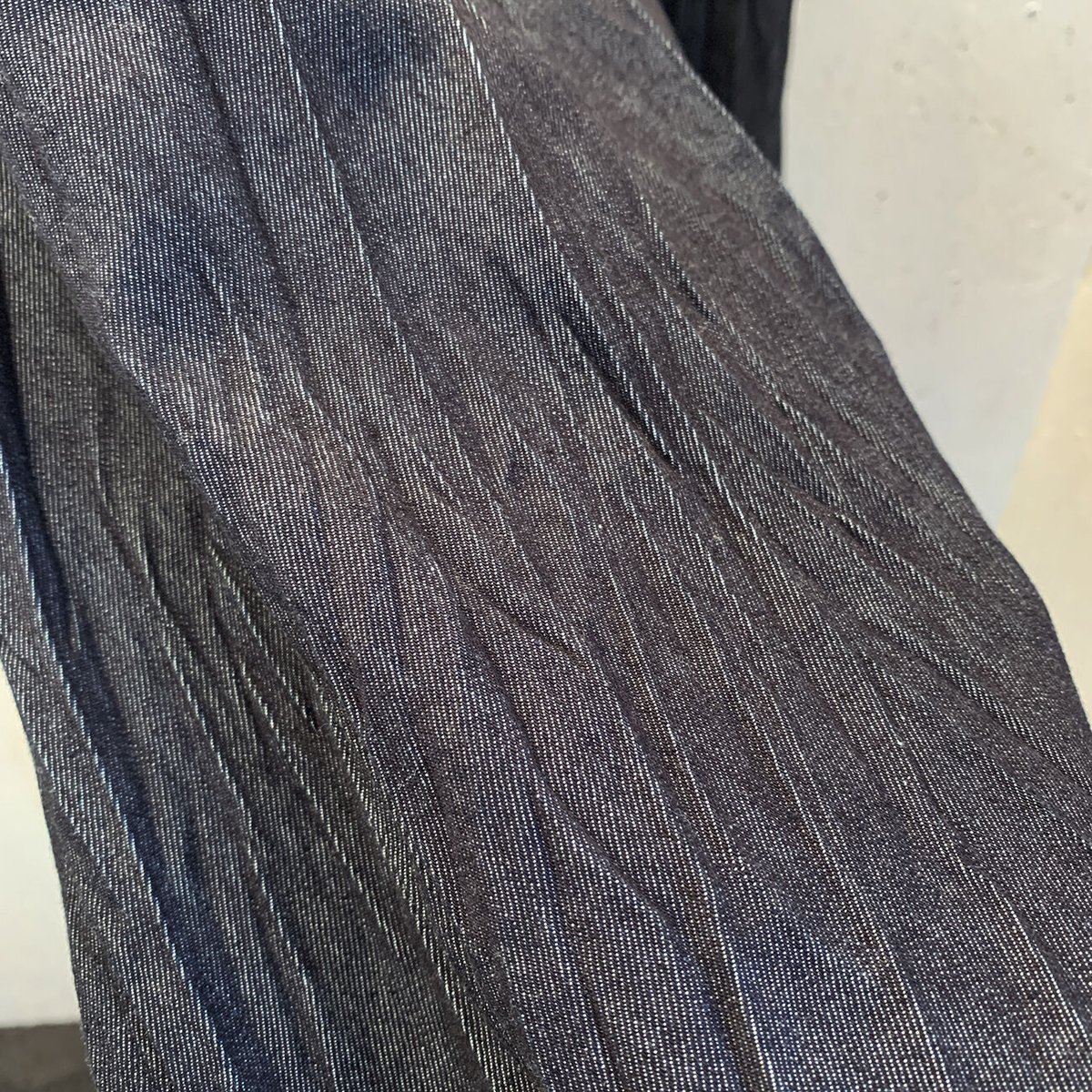 ベイクド・クリンクル・デニムスカート】 ウエストヒモ+ポケット付