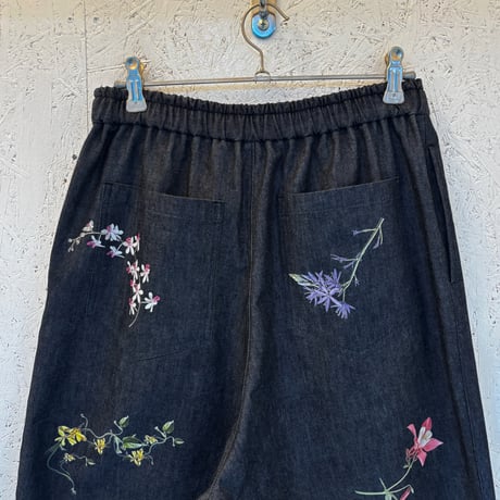 【Botanical Garden Denim / Wide Pants】