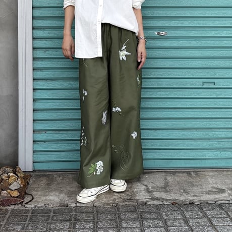 【Botanical Garden Denim / Wide Pants】