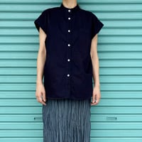 【Indigo×Black / French Sleeve Blouse】