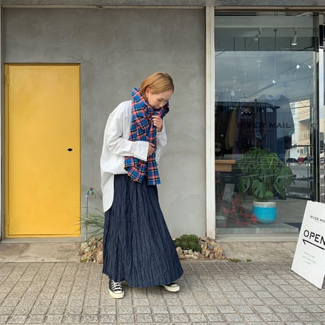 【Baked Crinkle Denim Skirt】 総丈80cm