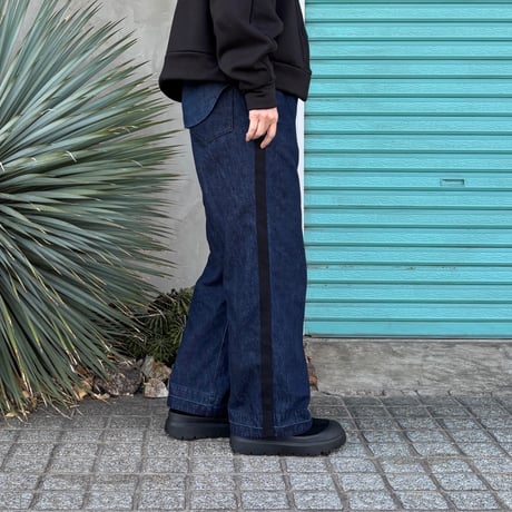 【Denim / Line Semi Wide Pants】 M  バイオ