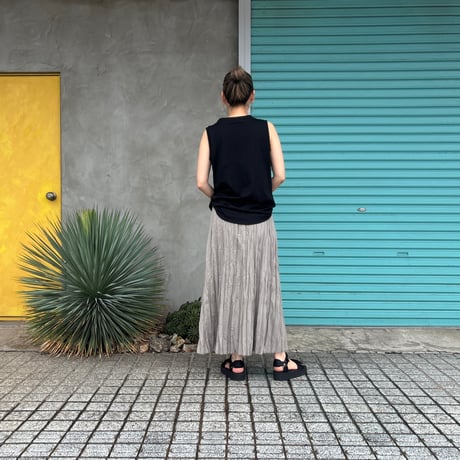 【Baked Crinkle Skirt】Greige  総丈80cm〜9５cm