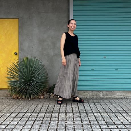 【Baked Crinkle Skirt】Greige  総丈80cm〜9５cm