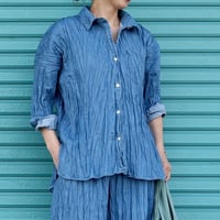 【Baked Crinkle Denim Shirt】Bio&Bleach