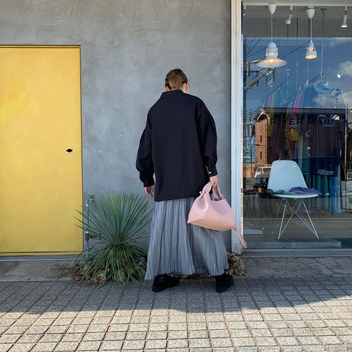 ベイクド・クリンクル・スカート】smokygray 総丈80cm,90cm | RIVER