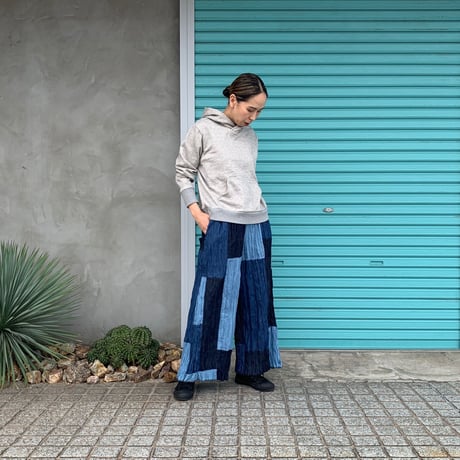 【Baked Crinkle Denim Pants】  Patchwork