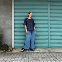 【Botanical Garden Denim / T-Blouse】  Indigo