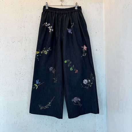 【Botanical Garden Denim / Wide Pants】