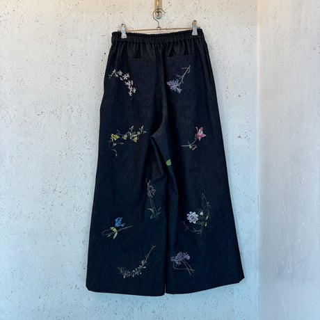 【Botanical Garden Denim / Wide Pants】
