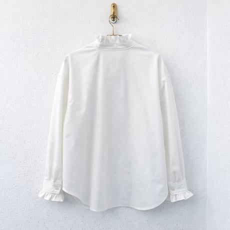 【frill collar denim shirt】  White