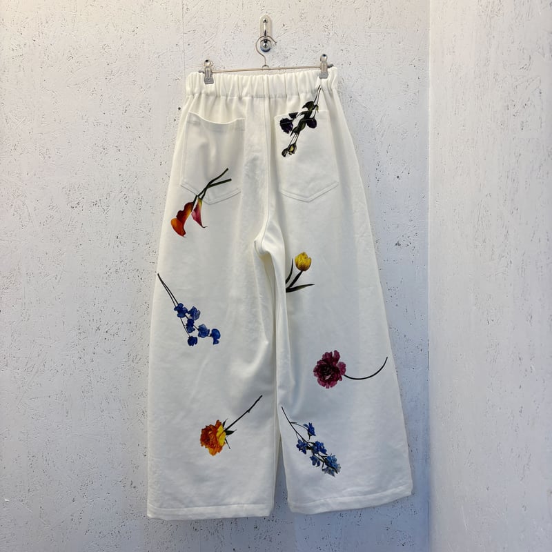 White Denim Flower / Wide Pants】 | RIVER MAIL