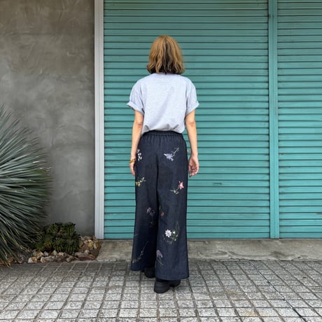 【Botanical Garden Denim / Wide Pants】