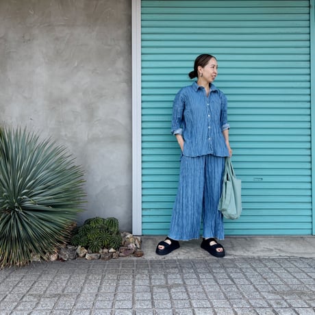 【Baked Crinkle Denim Pants】  Bio&Bleach