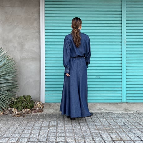 【frill collar denim shirt】