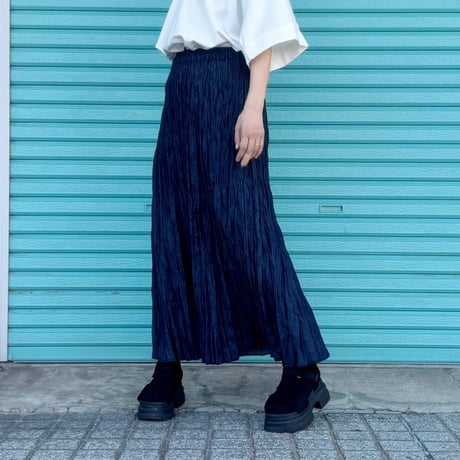 【ベイクド・クリンクル・デニムスカート】総丈90cm