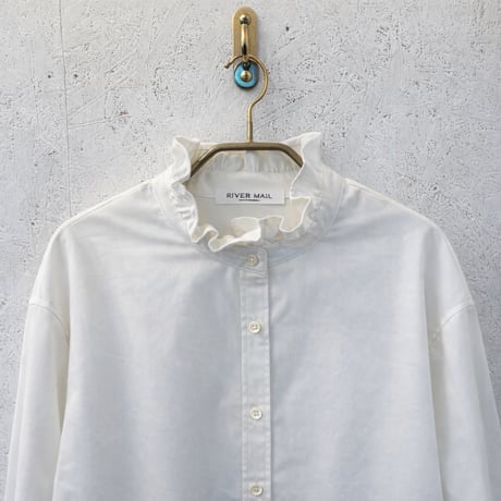 【frill collar denim shirt】  White