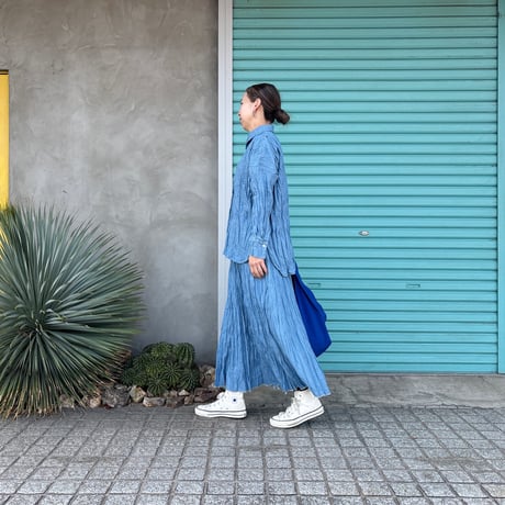 【ベイクド・クリンクル・デニムスカート】bleach総丈80cm〜95cm