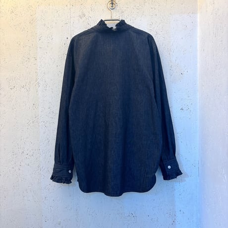 【frill collar denim shirt】