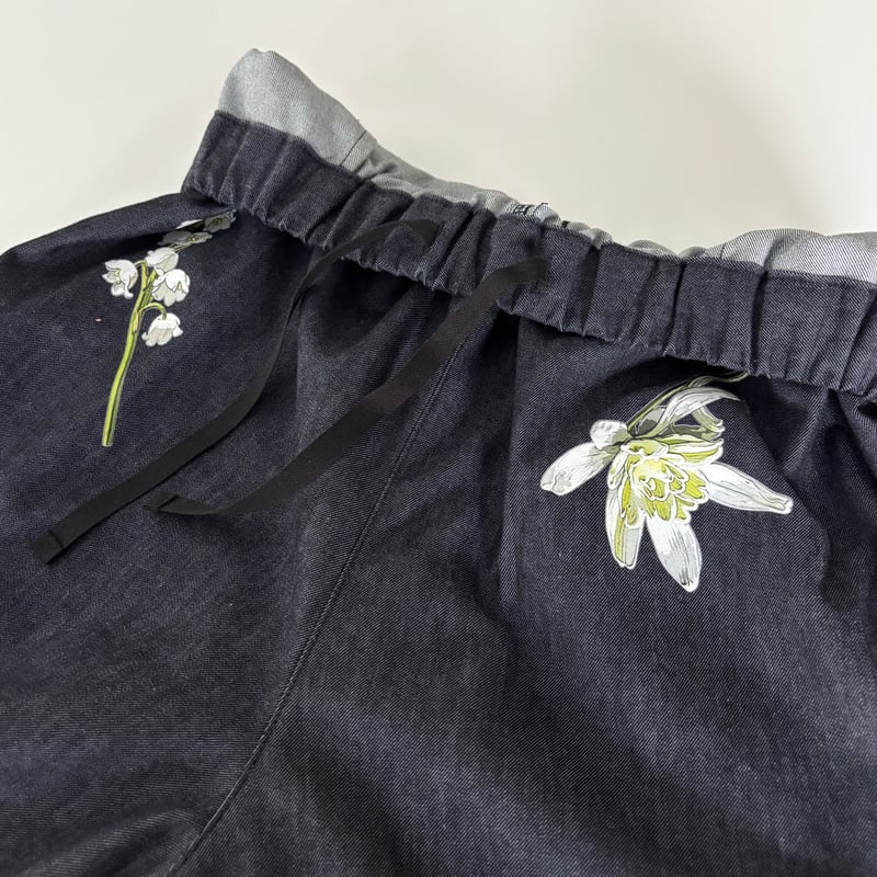 White Flower Denim /Wide Pants】 | RIVER MAIL S
