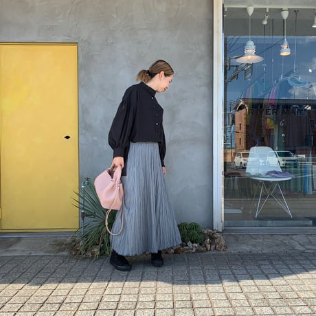 【Baked Crinkle Skirt】smokygray  総丈80cm,90cm