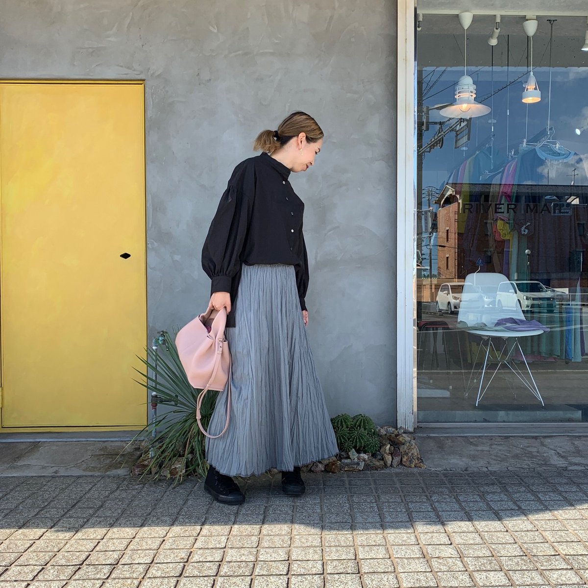 Baked Crinkle Skirt】smokygray 総丈80cm,90cm | R